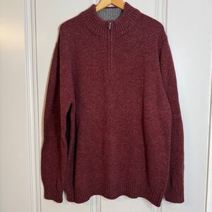 Vintage L.L. Bean Shetland‎ Wool Sweater Corduroy Elbow Patches Maroon Warm XL
